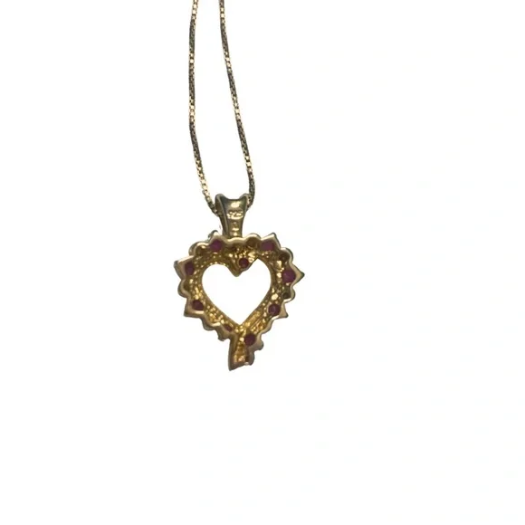 Gold Sparkle Ruby Heart Pendant Necklace 925 Silver Macy’s - Picture 3 of 9